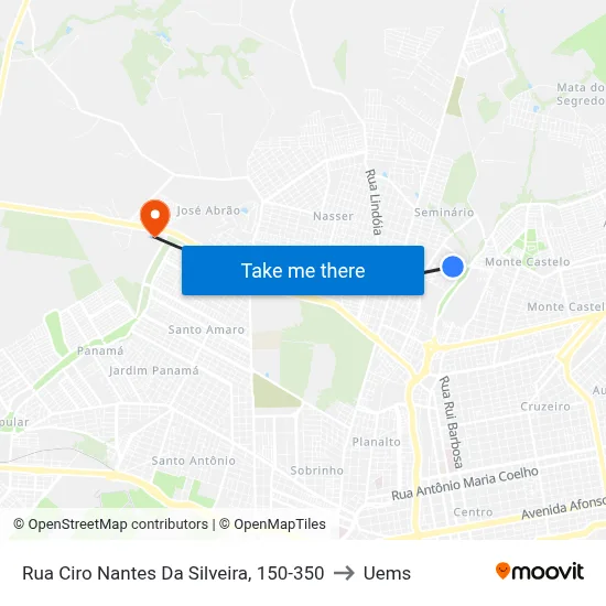 Rua Ciro Nantes Da Silveira, 150-350 to Uems map