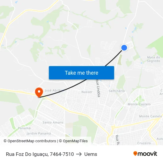 Rua Foz Do Iguaçu, 7464-7510 to Uems map
