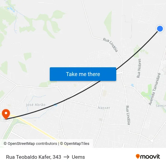 Rua Teobaldo Kafer, 343 to Uems map