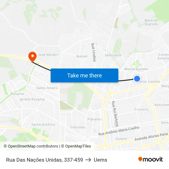 Rua Das Nações Unidas, 337-459 to Uems map