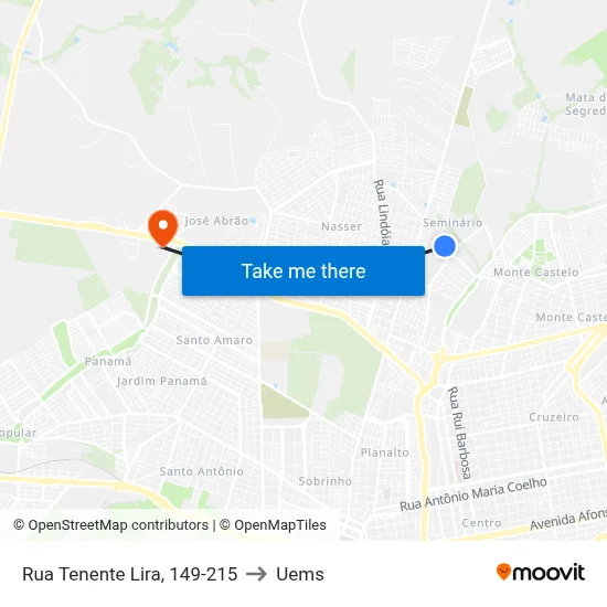 Rua Tenente Lira, 149-215 to Uems map