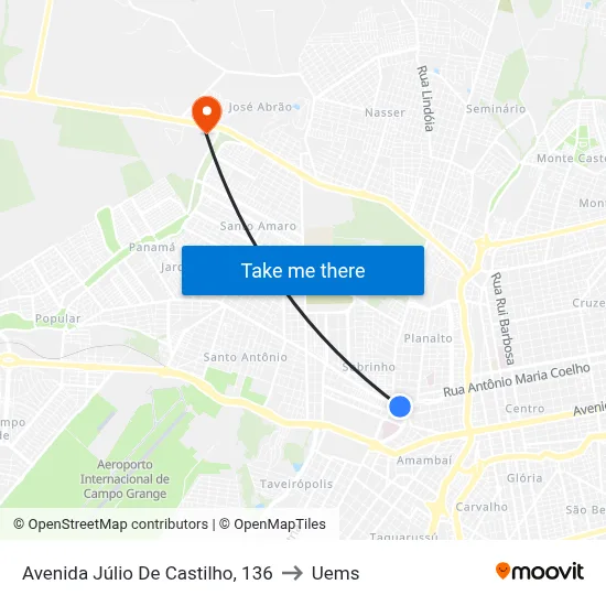 Avenida Júlio De Castilho, 136 to Uems map