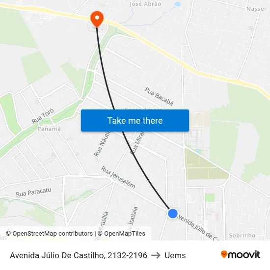 Avenida Júlio De Castilho, 2132-2196 to Uems map