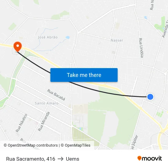 Rua Sacramento, 416 to Uems map