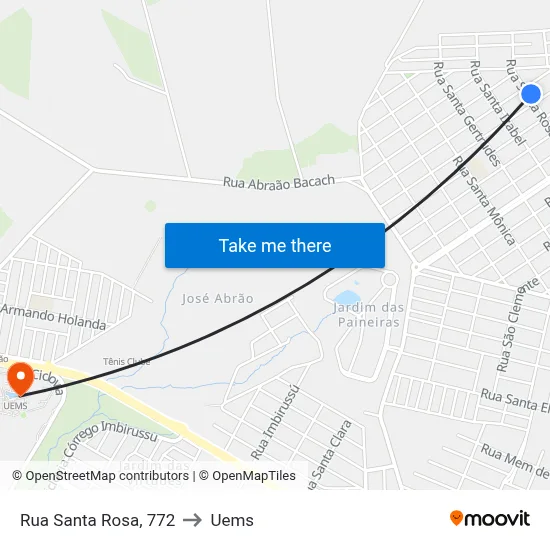 Rua Santa Rosa, 772 to Uems map