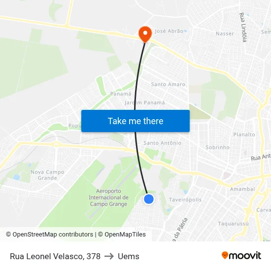 Rua Leonel Velasco, 378 to Uems map