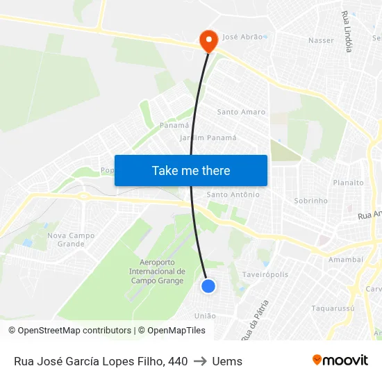 Rua José García Lopes Filho, 440 to Uems map