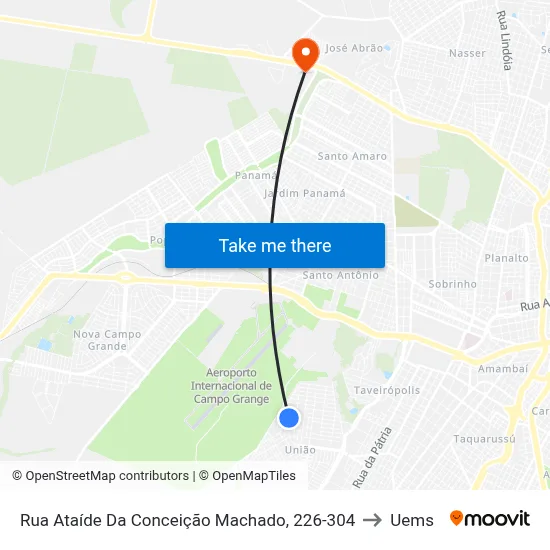 Rua Ataíde Da Conceição Machado, 226-304 to Uems map