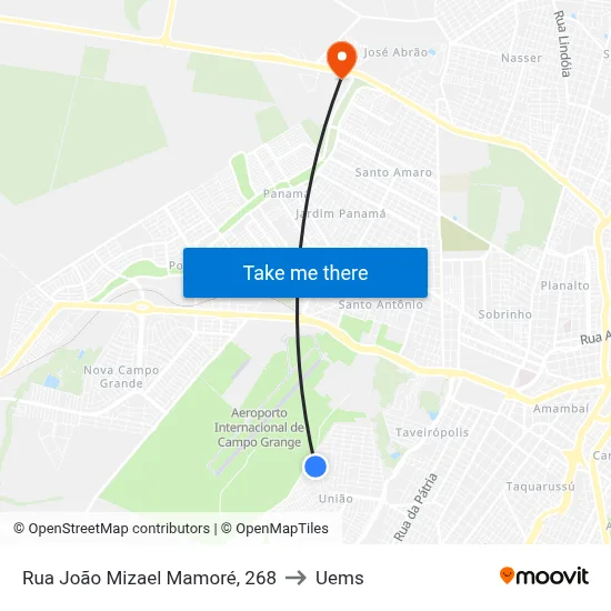 Rua João Mizael Mamoré, 268 to Uems map