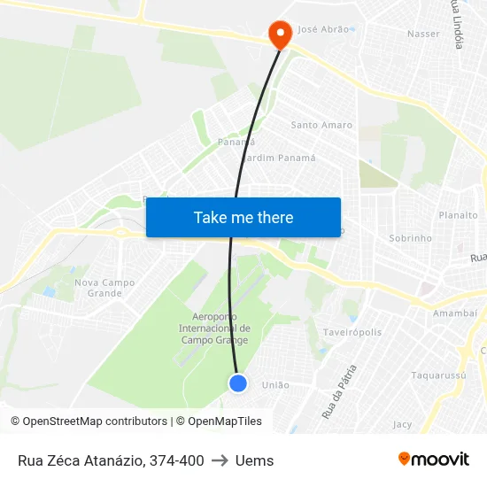 Rua Zéca Atanázio, 374-400 to Uems map