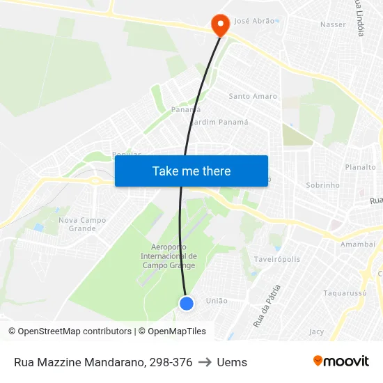 Rua Mazzine Mandarano, 298-376 to Uems map