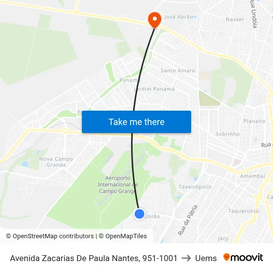 Avenida Zacarias De Paula Nantes, 951-1001 to Uems map