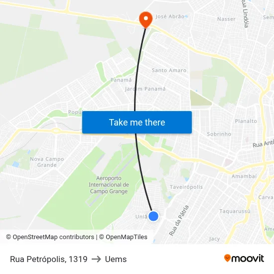 Rua Petrópolis, 1319 to Uems map