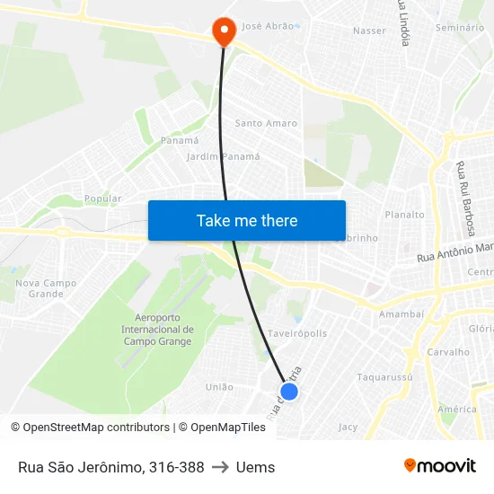 Rua São Jerônimo, 316-388 to Uems map
