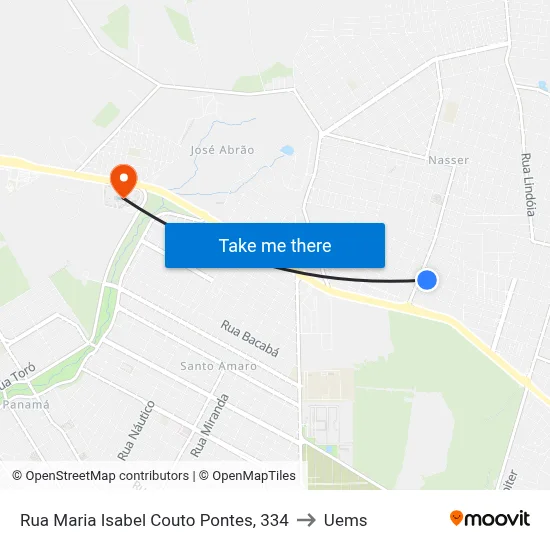 Rua Maria Isabel Couto Pontes, 334 to Uems map