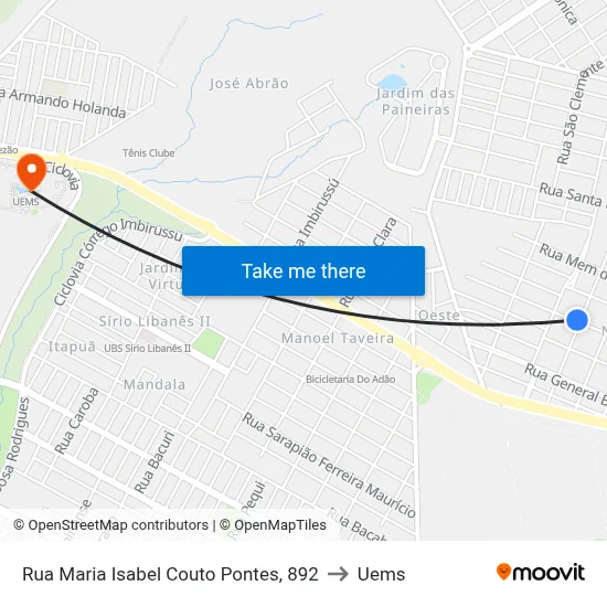 Rua Maria Isabel Couto Pontes, 892 to Uems map