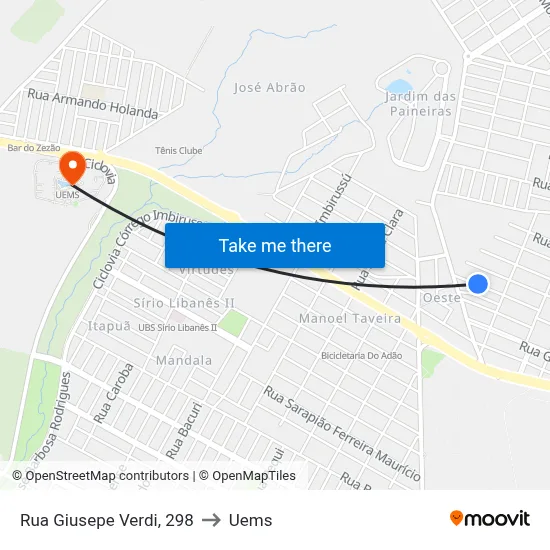 Rua Giusepe Verdi, 298 to Uems map