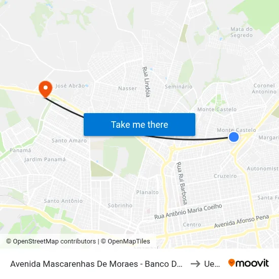 Avenida Mascarenhas De Moraes - Banco Do Brasil to Uems map