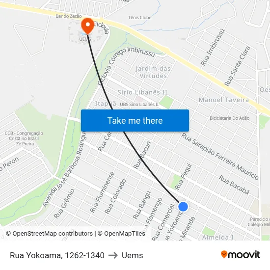 Rua Yokoama, 1262-1340 to Uems map