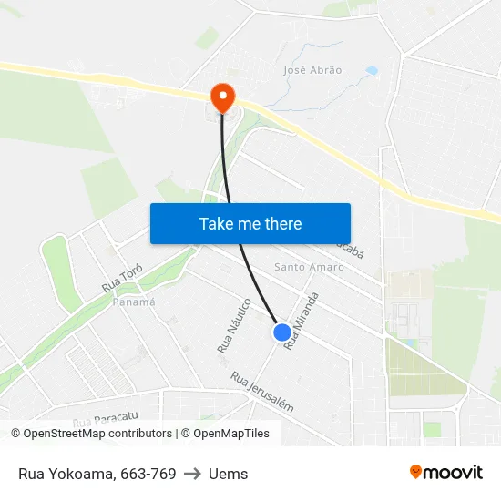 Rua Yokoama, 663-769 to Uems map
