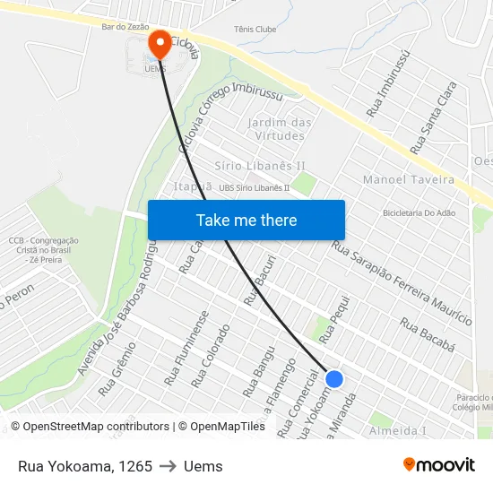 Rua Yokoama, 1265 to Uems map