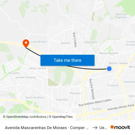 Avenida Mascarenhas De Moraes - Comper Ypê Center to Uems map