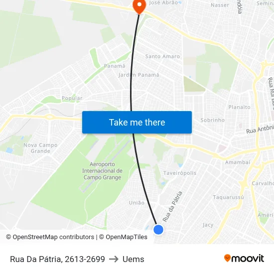 Rua Da Pátria, 2613-2699 to Uems map