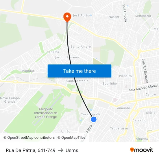 Rua Da Pátria, 641-749 to Uems map