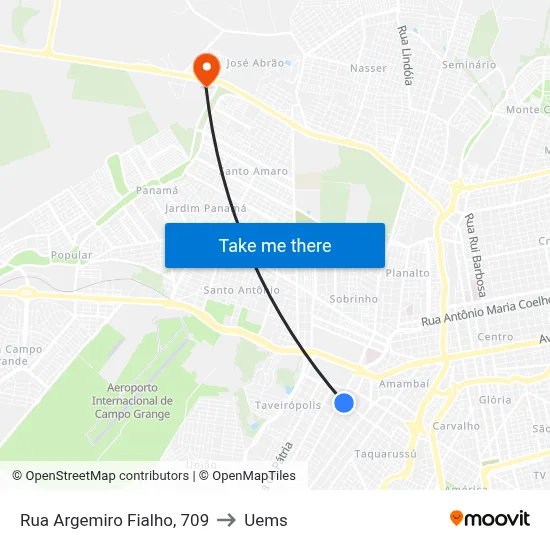Rua Argemiro Fialho, 709 to Uems map