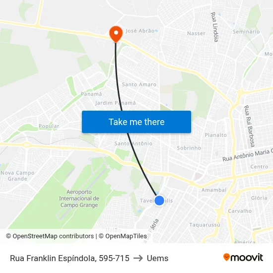 Rua Franklin Espíndola, 595-715 to Uems map