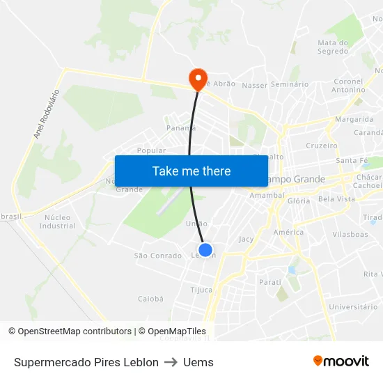 Supermercado Pires Leblon to Uems map