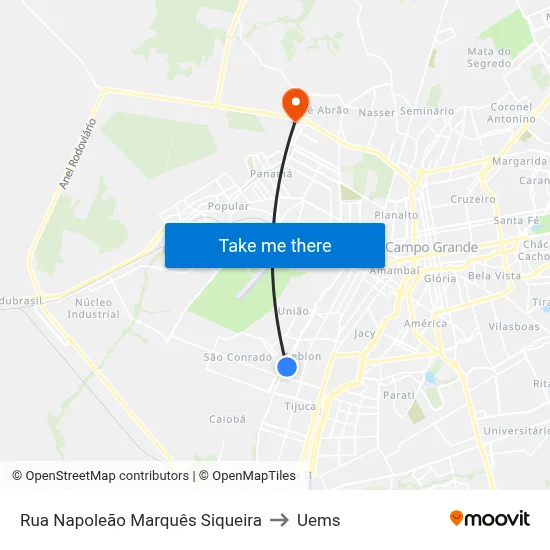 Rua Napoleão Marquês Siqueira to Uems map