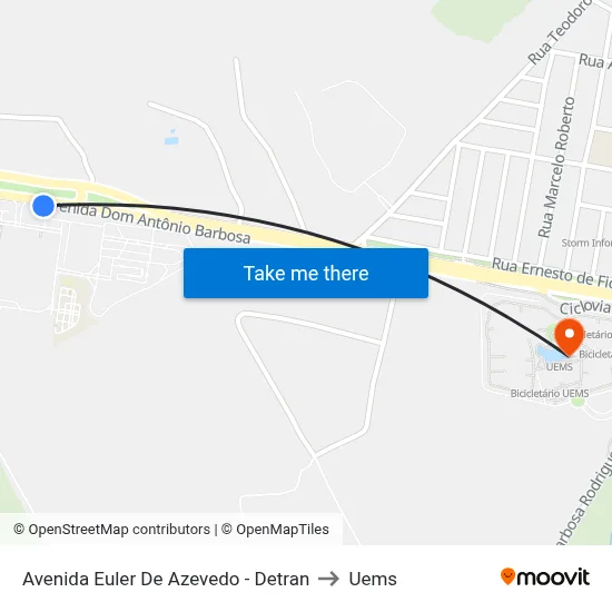 Avenida Euler De Azevedo - Detran to Uems map
