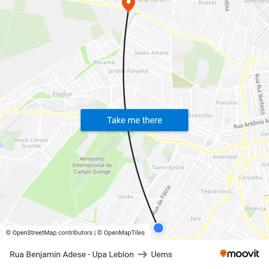 Rua Benjamin Adese - Upa Leblon to Uems map