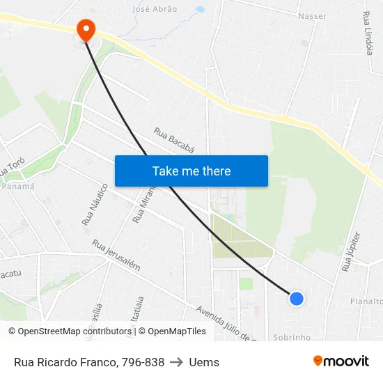 Rua Ricardo Franco, 796-838 to Uems map