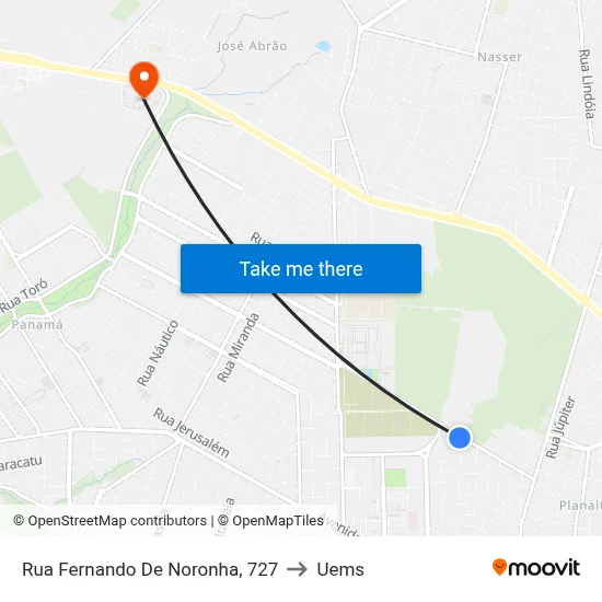Rua Fernando De Noronha, 727 to Uems map