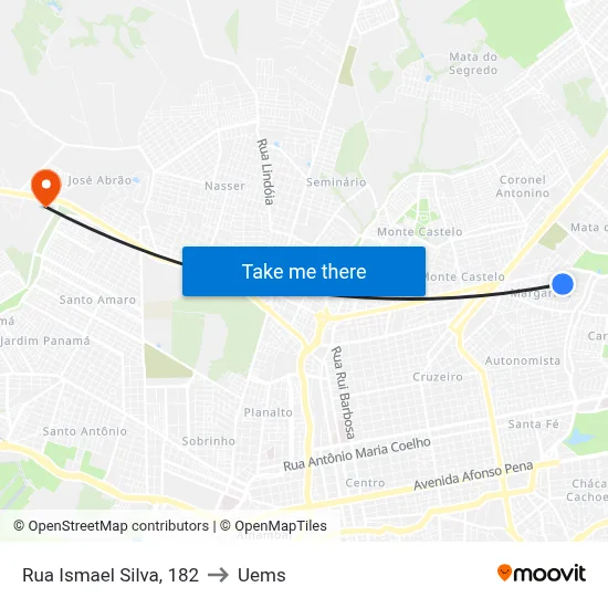 Rua Ismael Silva, 182 to Uems map