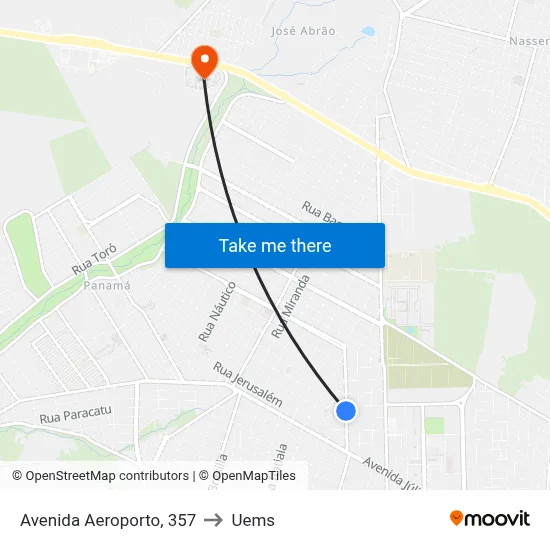 Avenida Aeroporto, 357 to Uems map