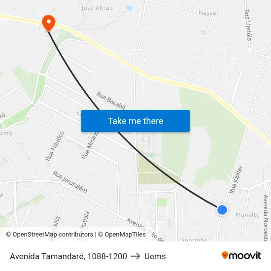 Avenida Tamandaré, 1088-1200 to Uems map