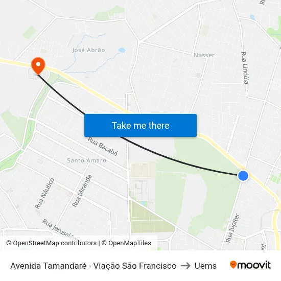 Avenida Tamandaré - Viação São Francisco to Uems map