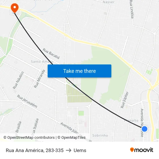 Rua Ana América, 283-335 to Uems map