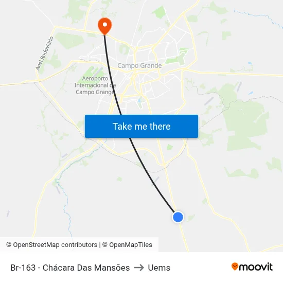 Br-163 - Chácara Das Mansões to Uems map
