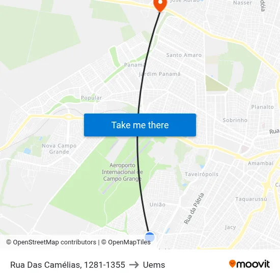 Rua Das Camélias, 1281-1355 to Uems map