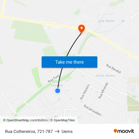 Rua Colhereiros, 721-787 to Uems map