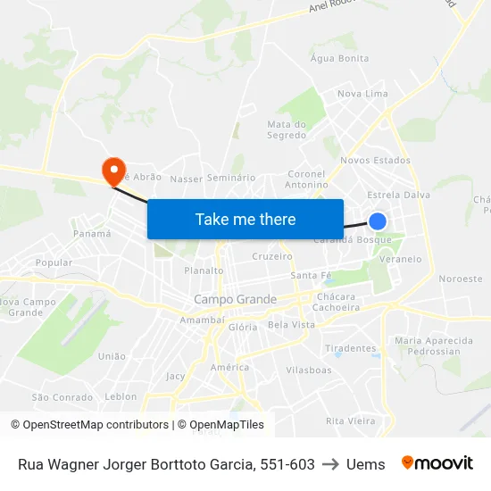 Rua Wagner Jorger Borttoto Garcia, 551-603 to Uems map