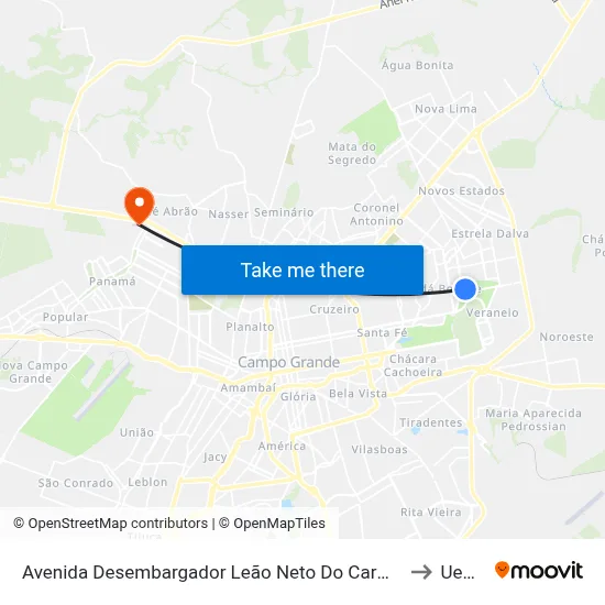 Avenida Desembargador Leão Neto Do Carmo, 3 to Uems map