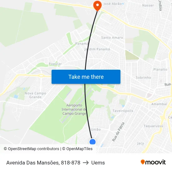 Avenida Das Mansões, 818-878 to Uems map