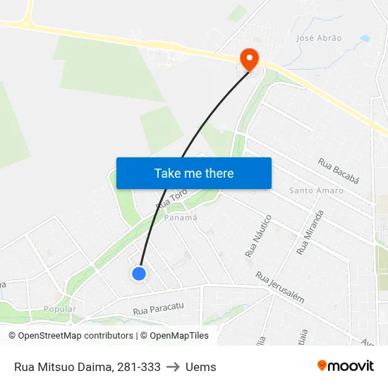Rua Mitsuo Daima, 281-333 to Uems map