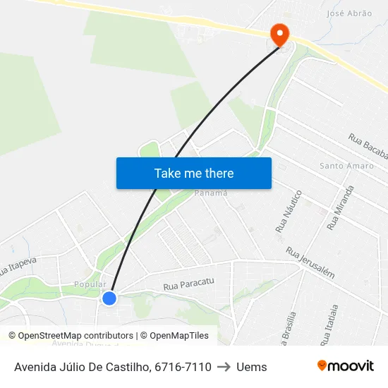 Avenida Júlio De Castilho, 6716-7110 to Uems map