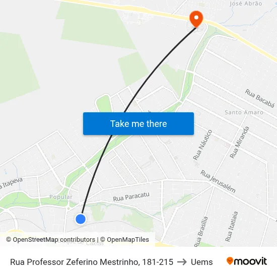 Rua Professor Zeferino Mestrinho, 181-215 to Uems map